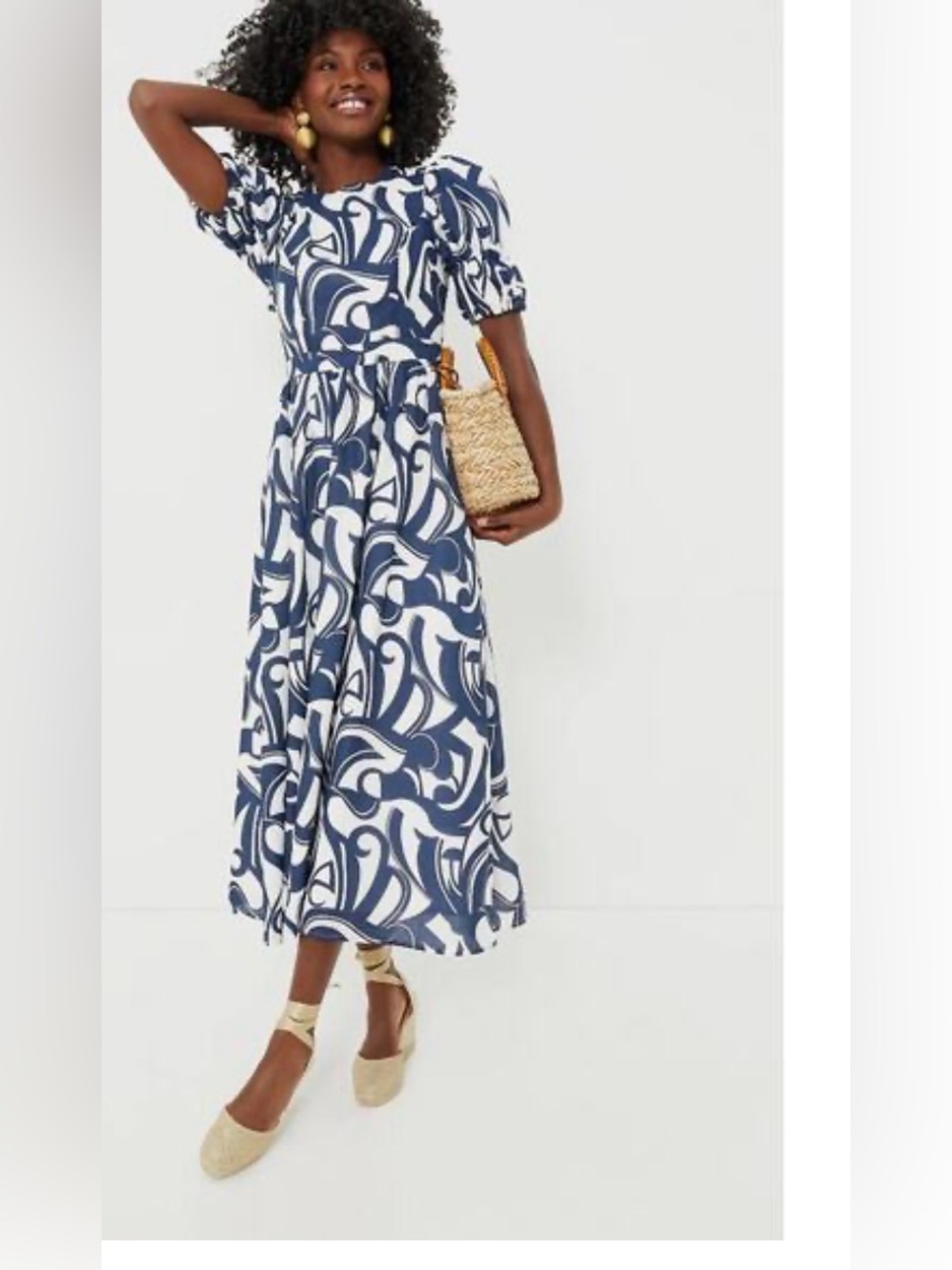 Tuckernuck Wilhelmina Navy & White Swirl Midi Dress Small NWOT